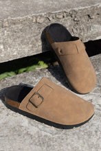 Load image into Gallery viewer, Light French Beige Suede Buckle Detail Slippers