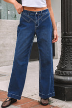 Load image into Gallery viewer, Sail Blue Stitched Waist Detail Loose Cuffed Jeans