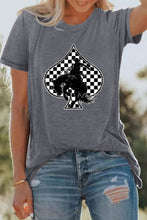 Load image into Gallery viewer, Gray Redeo Check Spades Western Graphic T Shirt