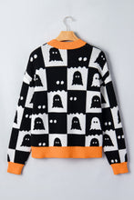 Load image into Gallery viewer, Black High Neck Drop Shoulder Geometric Print Sweater
