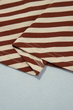 Load image into Gallery viewer, Brown Stripe Striped Colorblock Cuffs Round Neck Long Sleeve Shift Dress