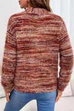 Load image into Gallery viewer, Tawny Fuzzy Striped Button Front Cardigan Sweater