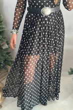 Load image into Gallery viewer, Black Polka Dot Pattern Mesh Long Sleeve Maxi Dress 2pcs Set