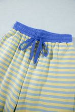 Load image into Gallery viewer, Pink Stripe Colorblock Trim Crew Neck Loose Tee Drawstring Elastic Waist 2pcs Pant Set