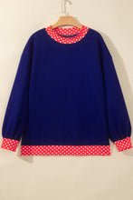 Load image into Gallery viewer, Red Colorblock Polka Dot Contrast Trim Oversized Sweatshirt