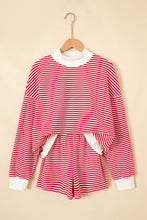 Load image into Gallery viewer, Red Stripe Oversize Mock Neck Sweatshirt and Shorts Set