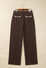 Load image into Gallery viewer, Coffee Western Colorblock Pockets Button Fly Decorative Belt Loops Straight Leg Jeans