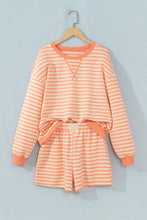 Load image into Gallery viewer, Grapefruit Orange Drop Shoulder Long Sleeve Pullover Elastic Waist Casual Short Set