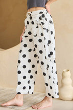 Load image into Gallery viewer, Sky Blue Polka Dot Print Bow Detail Pocketed Barrel Jeans