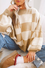 Load image into Gallery viewer, Black Checkered Bishop Sleeve Sweater