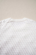 Load image into Gallery viewer, White Solid Textured Knit Pearl Embellished Pullover Sweater