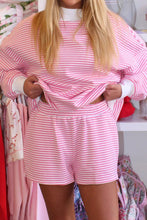 Load image into Gallery viewer, Red Stripe Oversize Mock Neck Sweatshirt and Shorts Set