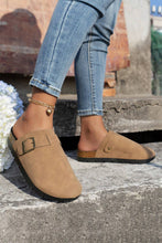 Load image into Gallery viewer, Light French Beige Suede Buckle Detail Slippers