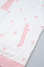 Load image into Gallery viewer, Pink Polka Dot Half Zip Drop Shoulder Relaxed Sweatshirt