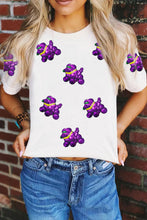 Load image into Gallery viewer, White Sequin Balloon Puppy Graphic Mardi Gras Tee