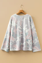 Load image into Gallery viewer, Green Plus Size Camouflage Print Drop Shoulder Loose Pullover Top
