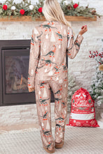 Load image into Gallery viewer, Brown Abstract Print Long Sleeve Two Piece Lounge Set