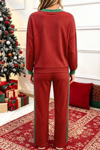 Load image into Gallery viewer, Simply Taupe Cozy Ribbed Patchwork Leopard Trim Long Sleeve 2pcs Pant Set