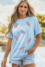 Load image into Gallery viewer, Light Blue Patriotic Sequin Popsicle T Shirt