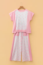 Load image into Gallery viewer, Yellow Color Block Patchwork Polka Dot Wide Leg Pant Set