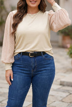 Load image into Gallery viewer, Parchment Polka Dot Long Sleeve Round Neck Plus Size Blouse