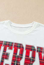 Load image into Gallery viewer, Red Plaid MERRY Holiday Long Sleeve Top and Shorts Set