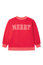 Load image into Gallery viewer, Tomato Red Casual Polka Dot Patchwork Letter Graphic Plus Size Sweatshirt