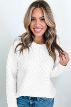 Load image into Gallery viewer, White Solid Textured Knit Pearl Embellished Pullover Sweater