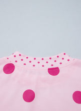Load image into Gallery viewer, Pink Polka Dot Print Contrast Detail Oversized Tunic Sweatshirt