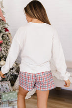 Load image into Gallery viewer, Multicolour Plaid MERRY Holiday Long Sleeve Top and Shorts Set