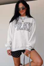 Load image into Gallery viewer, Gray PRAY Polka Dot Embroidered Mock Neck Sweatshirt