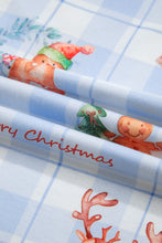 Load image into Gallery viewer, Sky Blue Plaid Cartoon Christmas Pattern Shirt Top 2pcs Pajama Set