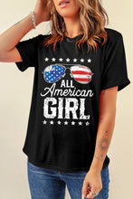 Load image into Gallery viewer, Black Stars and Stripes Glasses Slogan Graphic T Shirt