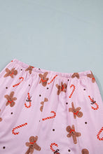Load image into Gallery viewer, Pink Short Sleeve Placket Shell Button Elastic Waist Lounge Set