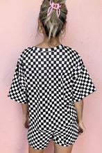 Load image into Gallery viewer, Black Checkered Top and Short Casual 2pcs Set