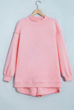 Load image into Gallery viewer, Light Pink High Neck Exposed Seam Drop Shoulder Baggy Pullover Short Set