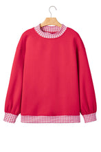 Load image into Gallery viewer, Red Colorblock Polka Dot Contrast Trim Oversized Sweatshirt