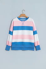 Load image into Gallery viewer, Pink Stripe Side Split Oversized Long Sleeve Top
