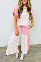 Load image into Gallery viewer, Yellow Color Block Patchwork Polka Dot Wide Leg Pant Set