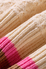 Load image into Gallery viewer, Pink Stripe Striped Colorblock Texture Drop Shoulder Sweater