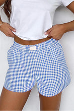 Load image into Gallery viewer, Blue Gingham Printed High Waist Shorts