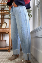 Load image into Gallery viewer, Sail Blue Raw Hem Turnup Loose Ankle-length Jeans