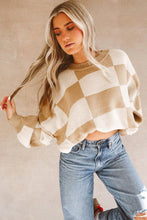 Load image into Gallery viewer, Black Checkered Bishop Sleeve Sweater
