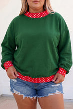 Load image into Gallery viewer, Orange Polka Dot Patchwork Round Neck Plus Size Sweatshirt