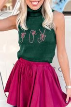 Load image into Gallery viewer, Evergreen High Neck Sleeveless Embroidered Knit Sweater Vest