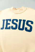 Load image into Gallery viewer, Yellow Jesus Slogan Stand Neck Long Sleeve Oversized Tunic Plus Size Sweatshirt