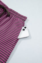 Load image into Gallery viewer, Blue Stripe Ribbed Patchwork Mock Neck Baggy Pullover Matching Shorts Set