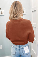 Load image into Gallery viewer, Coffee Ribbed Knit Round Neck Short Sleeve Sweater
