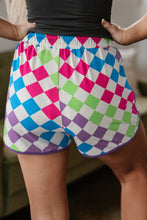 Load image into Gallery viewer, Black Checkered Drawstring Elastic Waist Casual Shorts