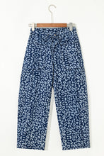 Load image into Gallery viewer, Khaki Leopard Printed Drawstring Elastic Waistband Pocketed Barrel Jeans